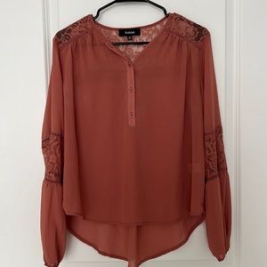 Pink sheer blouse with lace detail